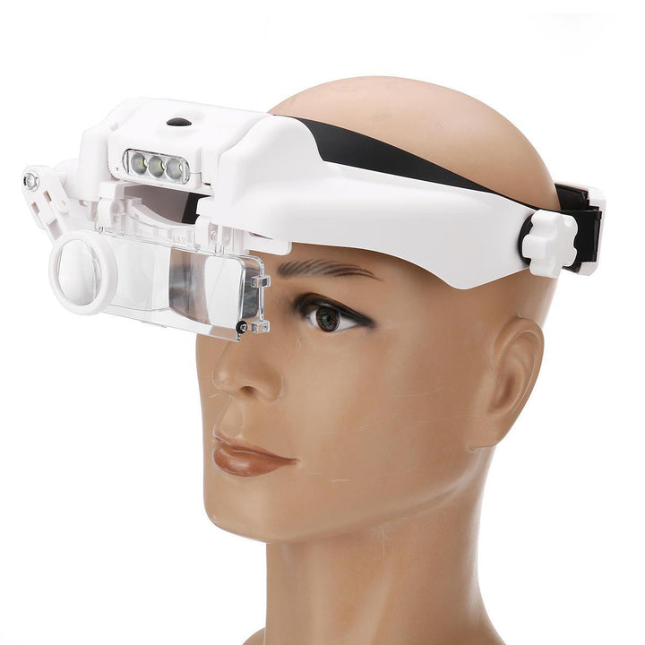 1.5X 2.0X 8X Headband Magnifying Glass bracket 3 LED Light Protable Helmet Illuminated Magnifier - MRSLM