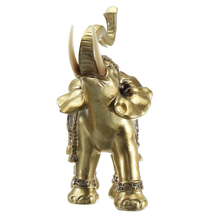 Lucky Charm Fengshui Mascot Golden Elephant Resin Mini Statue Home Desk Ornaments Gifts Home Decorations - MRSLM