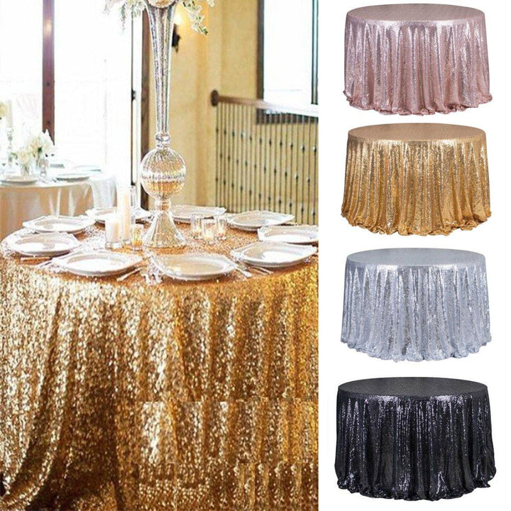 Round 47'' Sparkly Sequin Tablecloth Table Cloth Banquet Wedding Party Decor Tablecloth - MRSLM