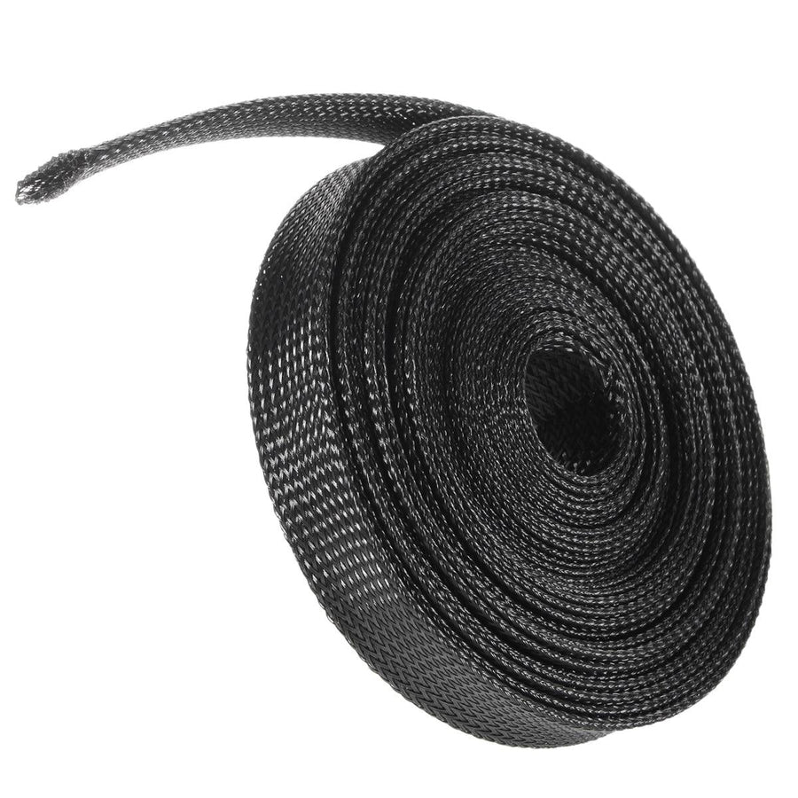 6m 8mm/10mm/12mm/15mm/20mm Wire Cable Sheathing Expandable Sleeving Braided Loom Tubing Black - MRSLM