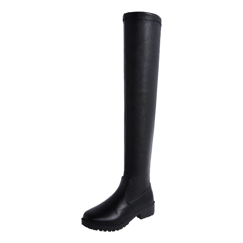 Over-the-knee Boots Women's Low-heeled High-top Elastic Boots - MRSLM