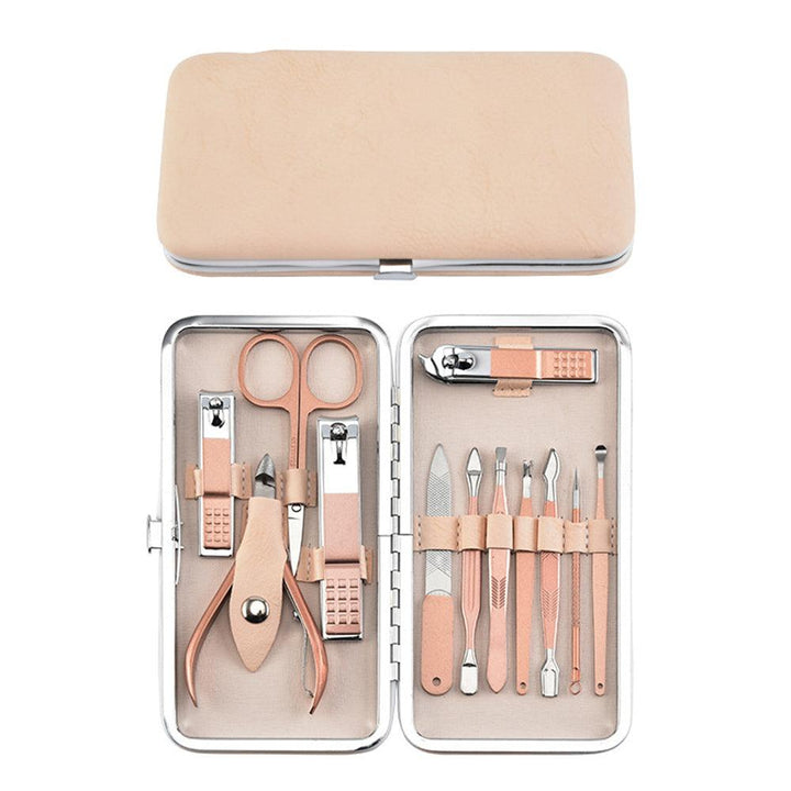 12/15/18Pcs Stainless Steel Manicure Set Nail Clippers Pedicure Kit With Leather Travel Case - MRSLM