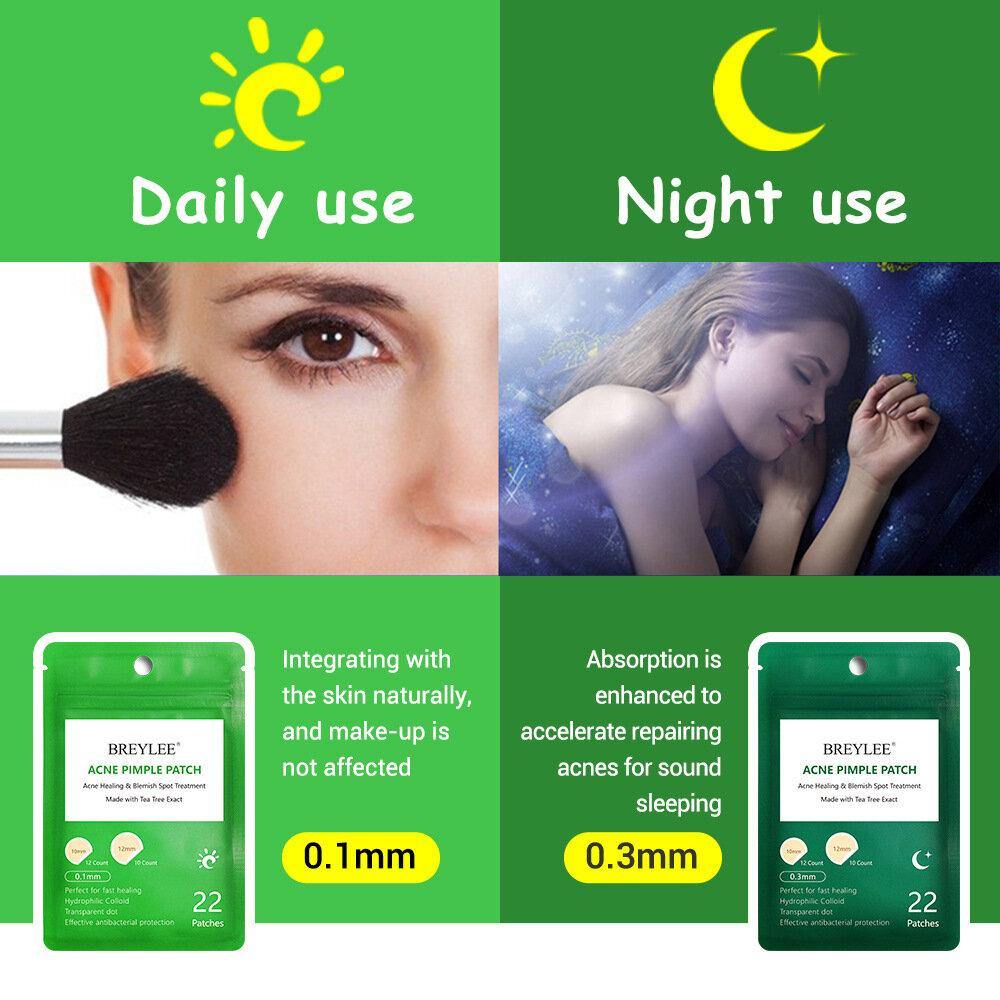 22Pcs Tea Tree Acne Stickers Daily + Night Acne Stickers To Fade Acne Marks Ultra-thin - MRSLM