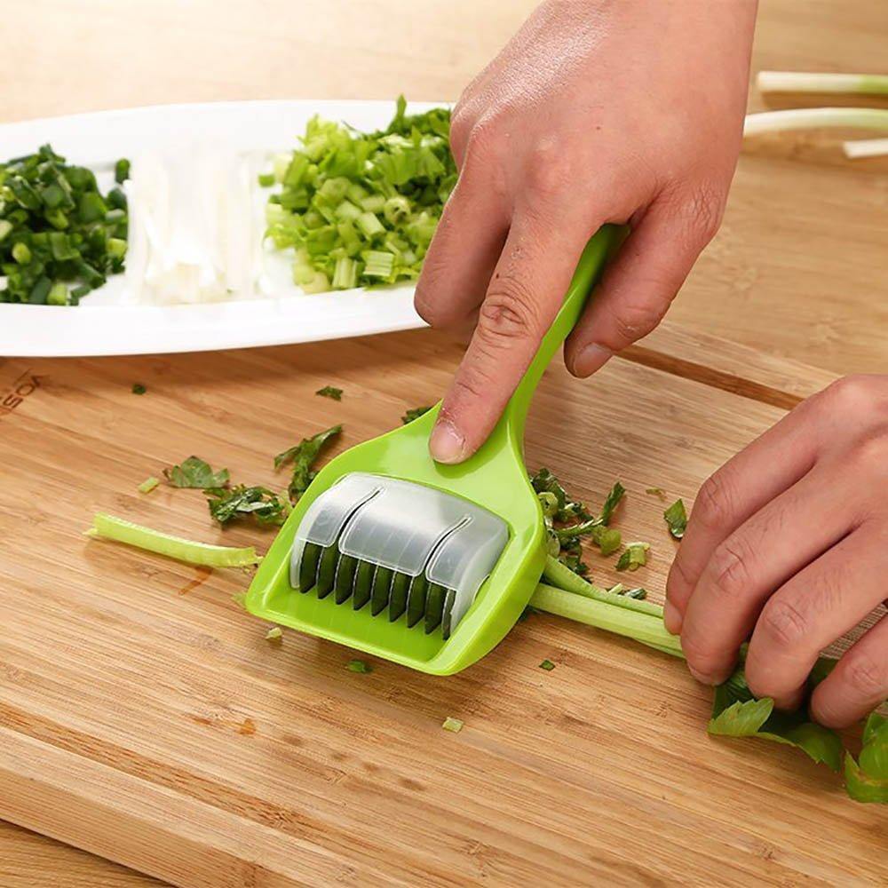 KC-MS06 Stainless Steel Green Onion Slicer Vegetable Garlic Cutter Shredder Kitchen Tools (Green) - MRSLM
