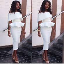off shoulder ruffle pencil dress - MRSLM