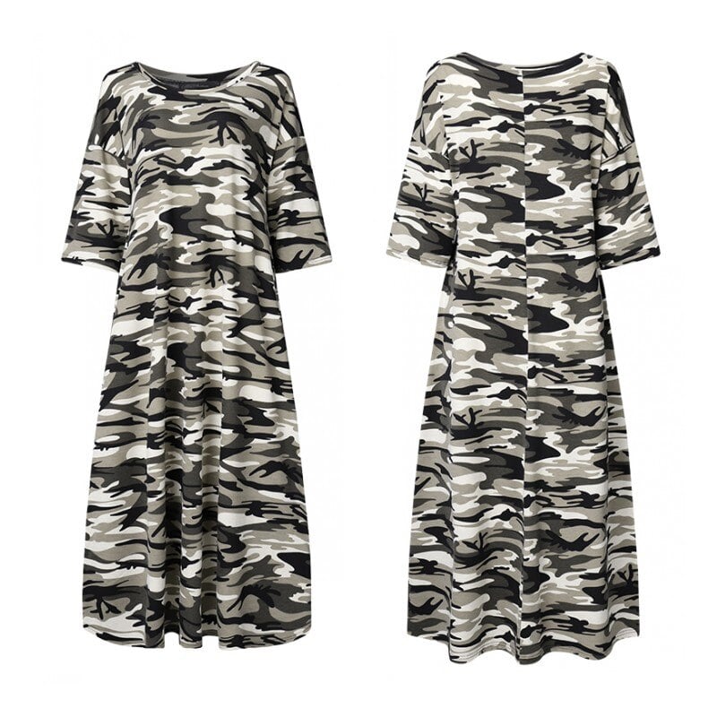 Women's Camouflage Printed Summer Oversized T-Shirt Dress
