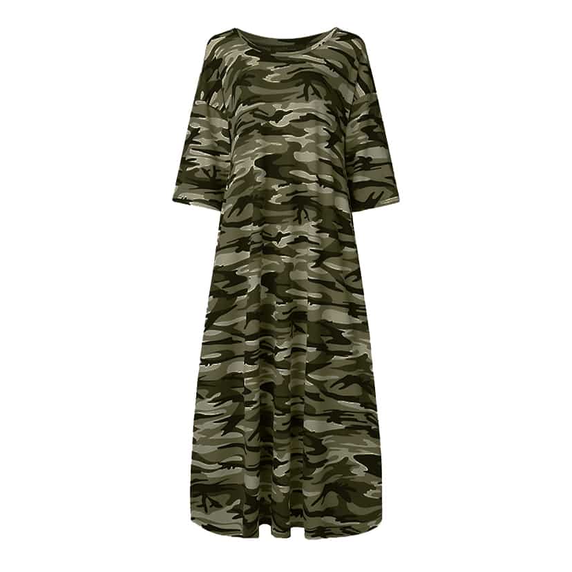 Women's Camouflage Printed Summer Oversized T-Shirt Dress