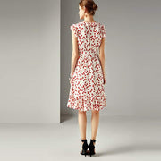 ruffled printed a-line dress, view 3 - MRSLM