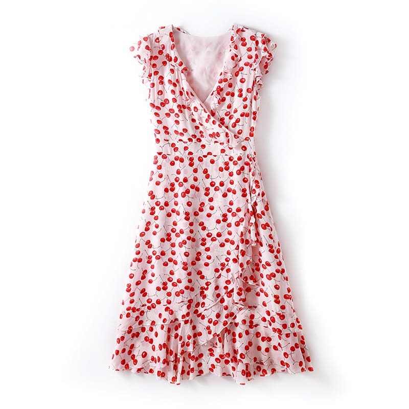 ruffled printed a-line dress, view 2 - MRSLM