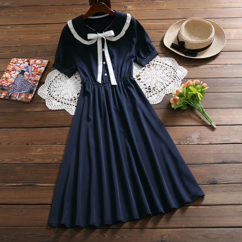 Vestido midi feminino de algodão com estilo fofo