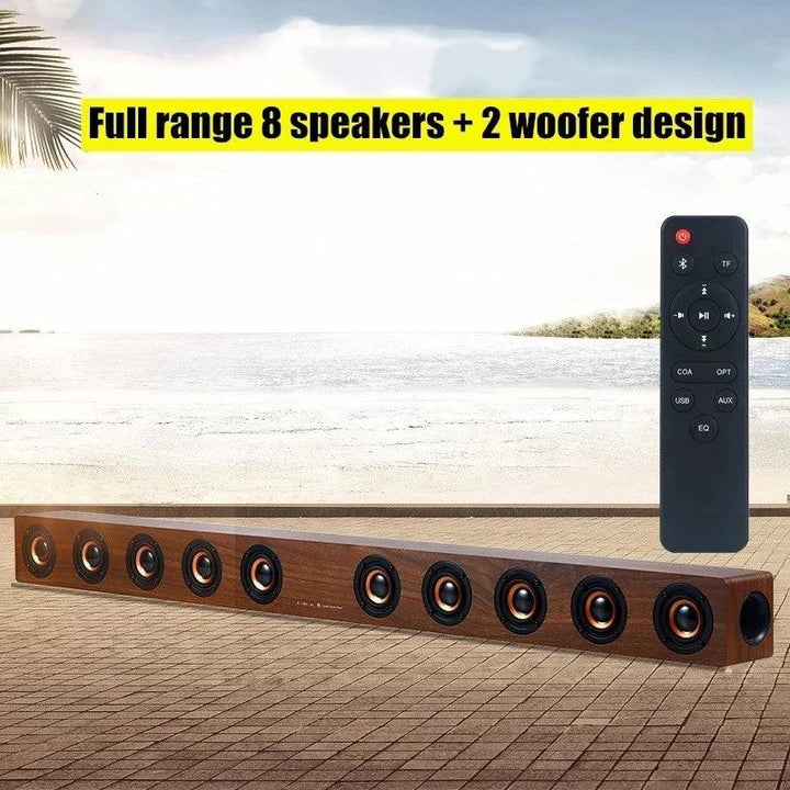 D90 40W Lossless bluetooth Wireless Wooden TV Speaker Soundbar 3D Surround 8 Speakers 2 Subwoofer Fiber Coaxial TF Card U Disk With Remote Control for Music TV - MRSLM