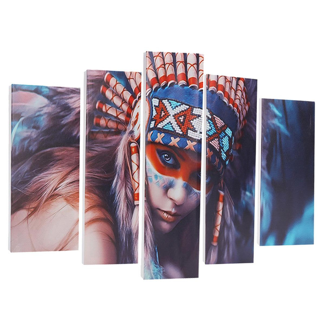 5Pcs Indian Girl Canvas Print Paintings Wall Decorative Print Art Pictures Framed/Frameless Wall Hanging Decorations for Home Office - MRSLM