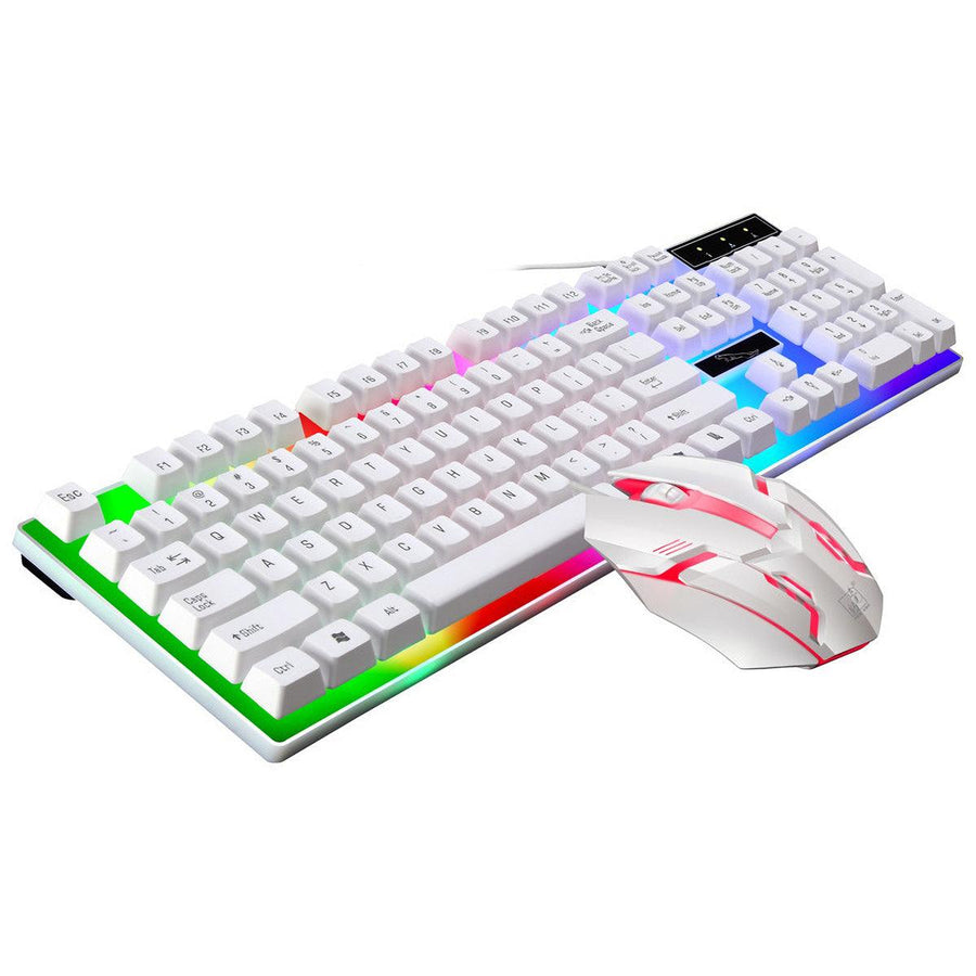 G21B 104 Keys USB Wired Gaming Keyboard Mouse Set Rainbow LED Rainbow Color Backlight for PC Laptop Slim Xbox Computer Desktop Notebook - MRSLM