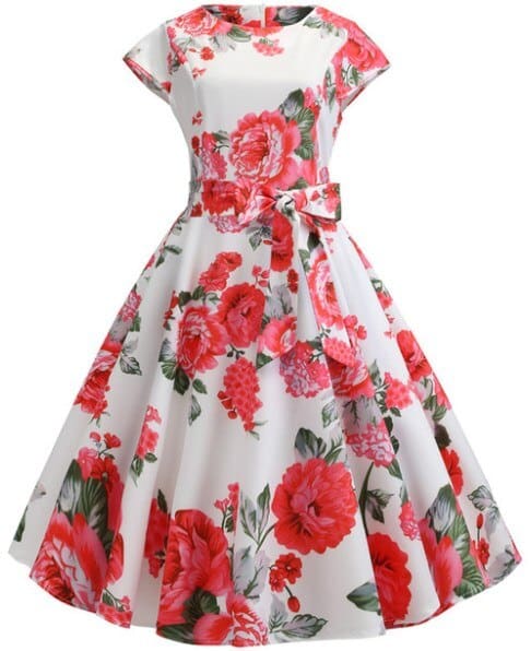 vintage floral printed dress, view 3 - MRSLM