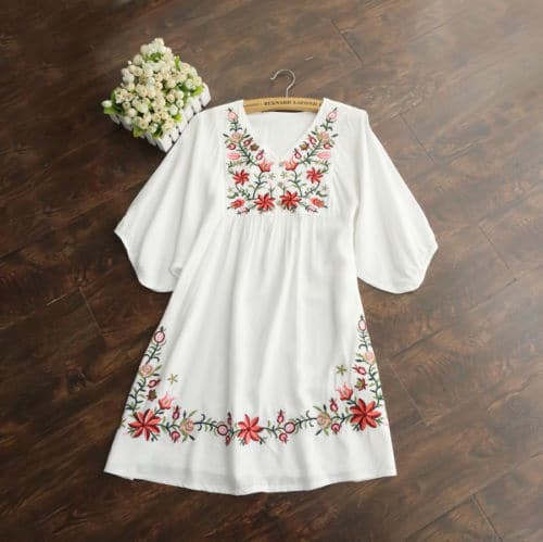 women's vintage embroidered mini dress - MRSLM
