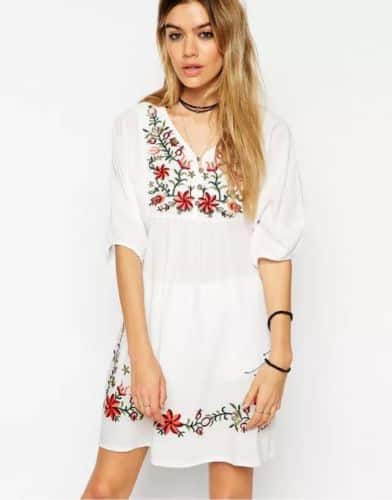 Women's Vintage Embroidered Mini Dress