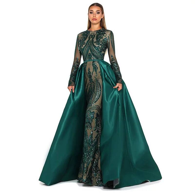 satin evening dress, view 3 - MRSLM