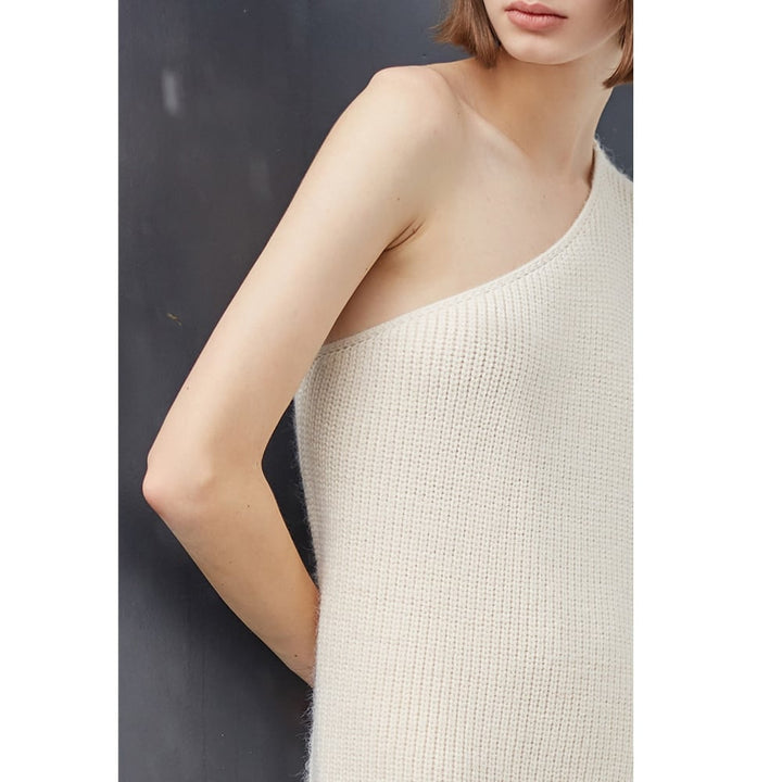 Long Sleeve Knitted One Shoulder Sweater Dress