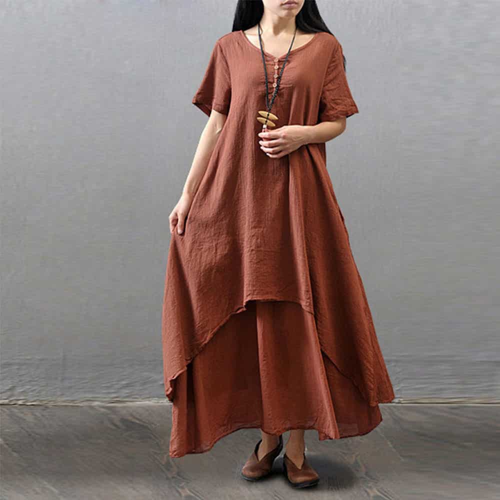 Women's Boho Linen Maxi Dress