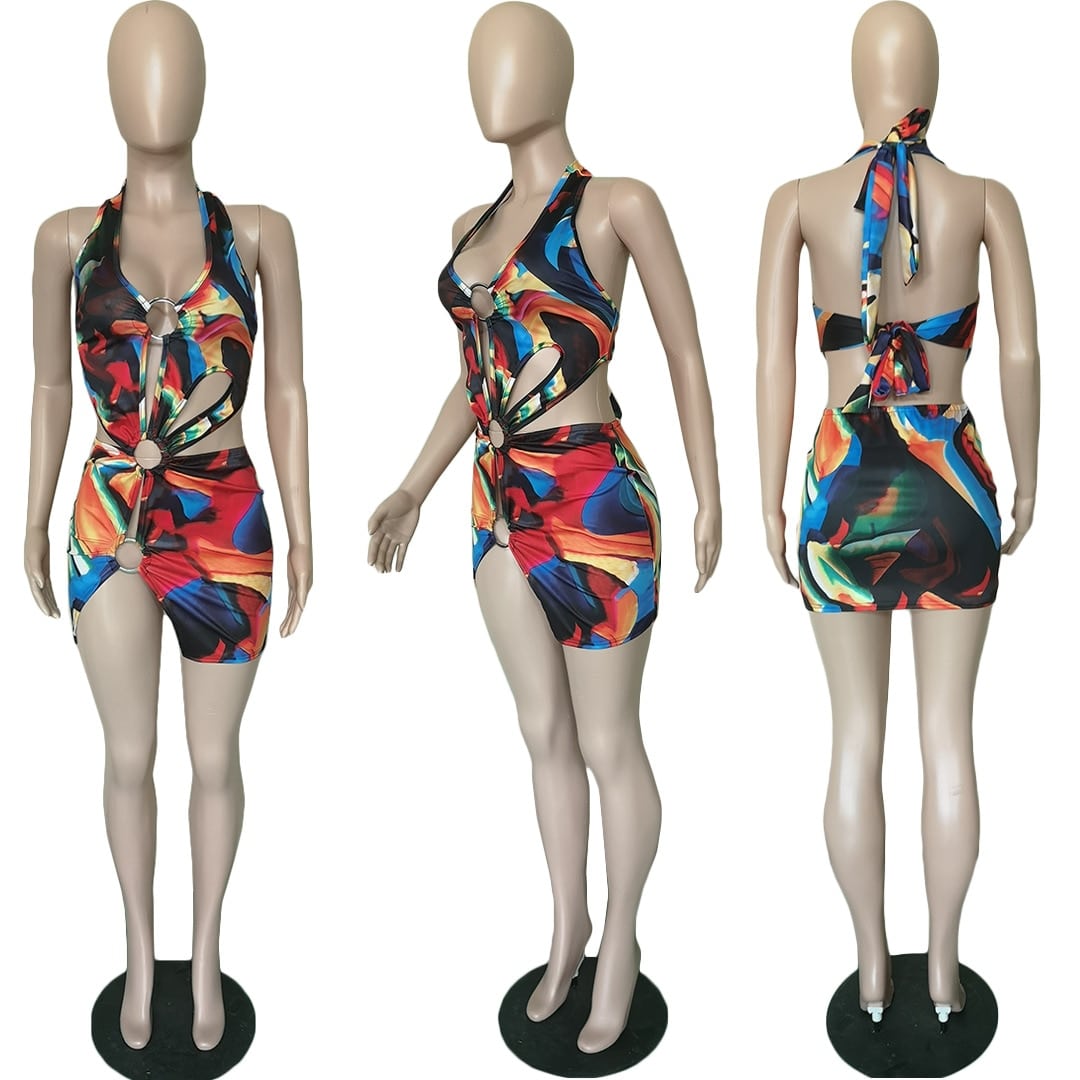 Summer Colorful Mini Dress for Women