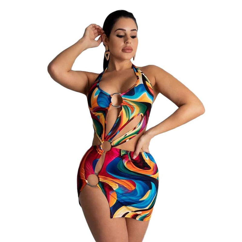 Sommerliches, farbenfrohes Minikleid für Damen 