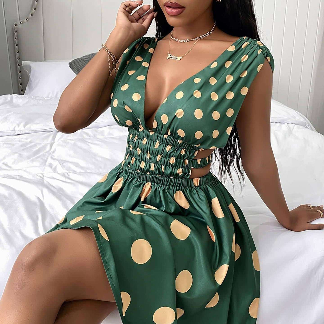 Women's V-Neck Sleeveless Printed Dress