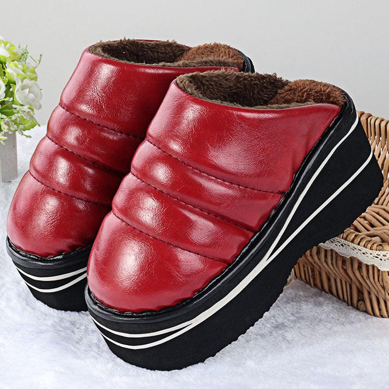 Winter Home Indoor High-heeled Cotton Slippers Women's Thick-soled Non-slip - MRSLM
