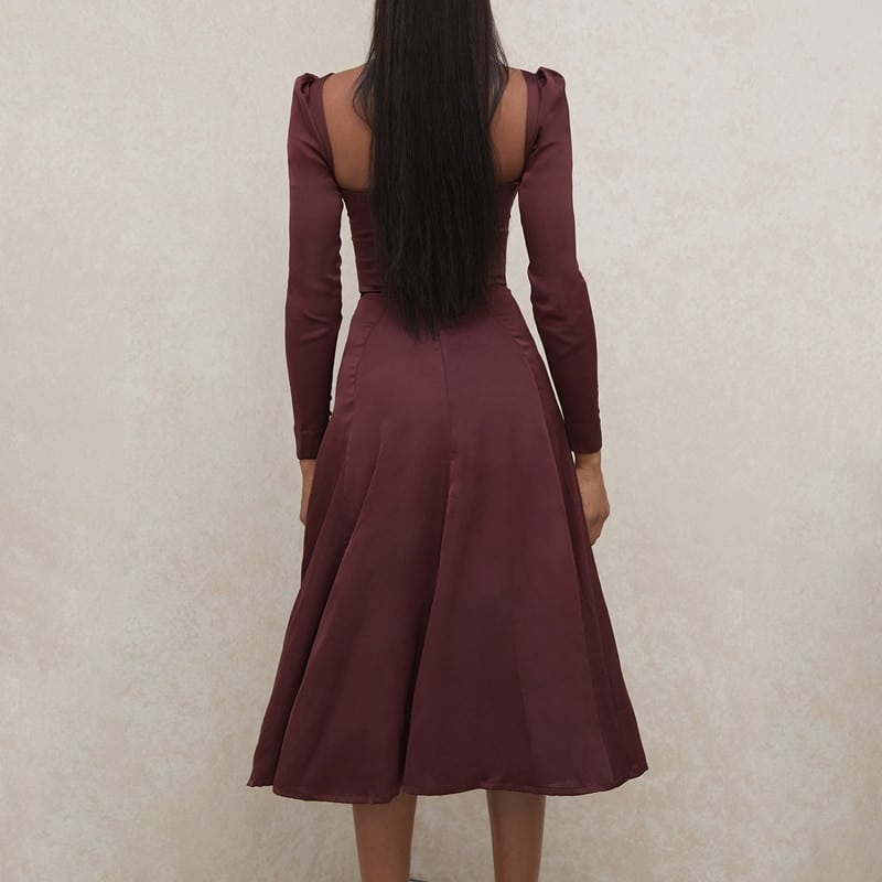 Vestido elegante feminino de cintura alta