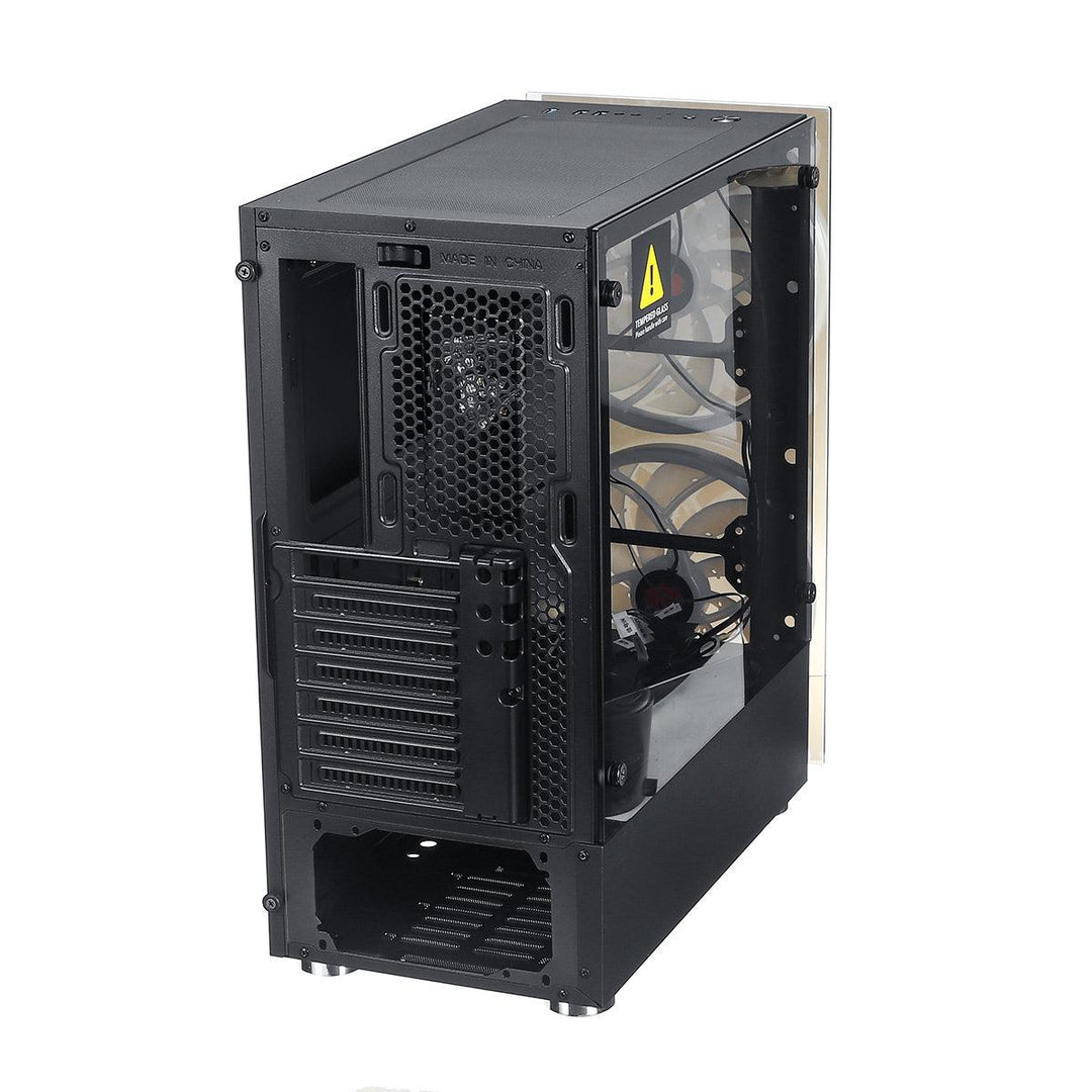 RGB Computer Case Double Side Tempered Glass Panels ATX Gaming Cooling PC Case with Two 20cm fans Support 360mm Graphics Card - MRSLM