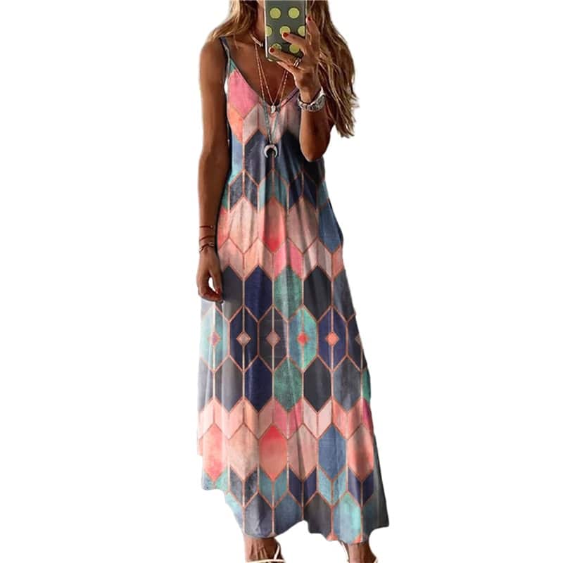 women's printed casual long dress, view 10 - MRSLM