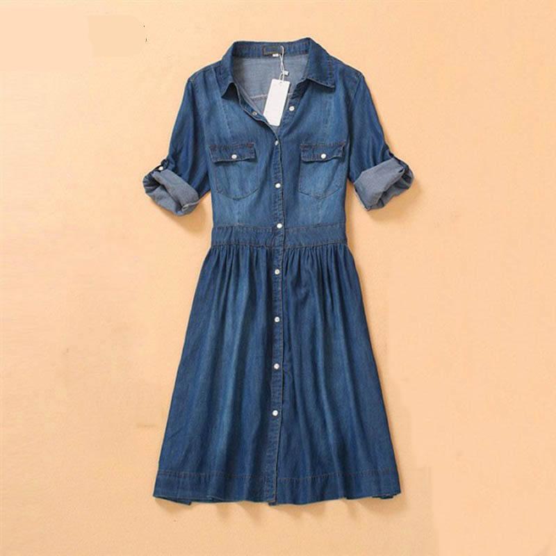 Damen-Jeanshemdkleid