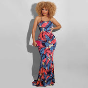 printed bodycon maxi dress, view 7 - MRSLM