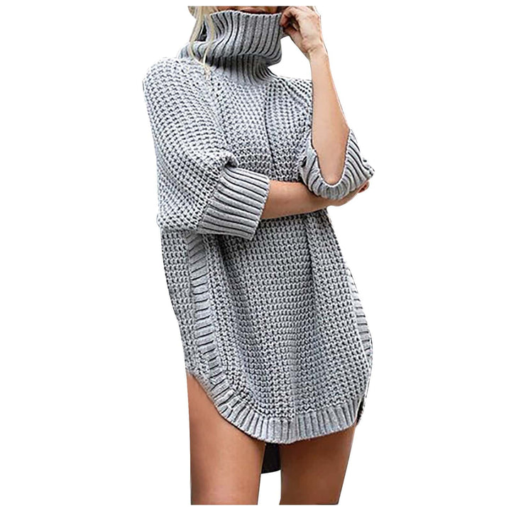 Women's Solid Turtle Neck Sweater Dress