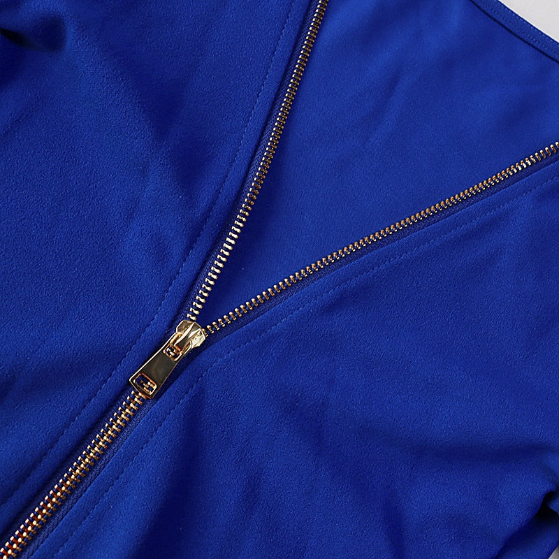 Women's Long Sleeved Zipper High Waist Dress