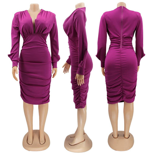 women's v-neck party dress, view 4 - MRSLM