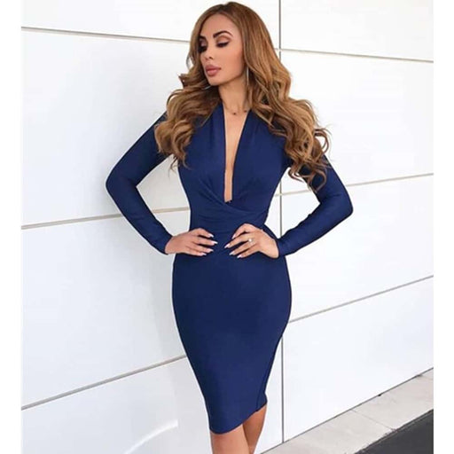 V-neck bodycon dress - MRSLM
