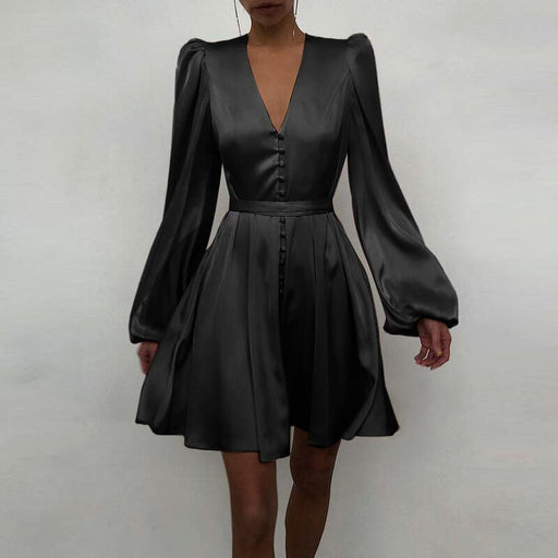 women's satin elegant dress, view 3 - MRSLM