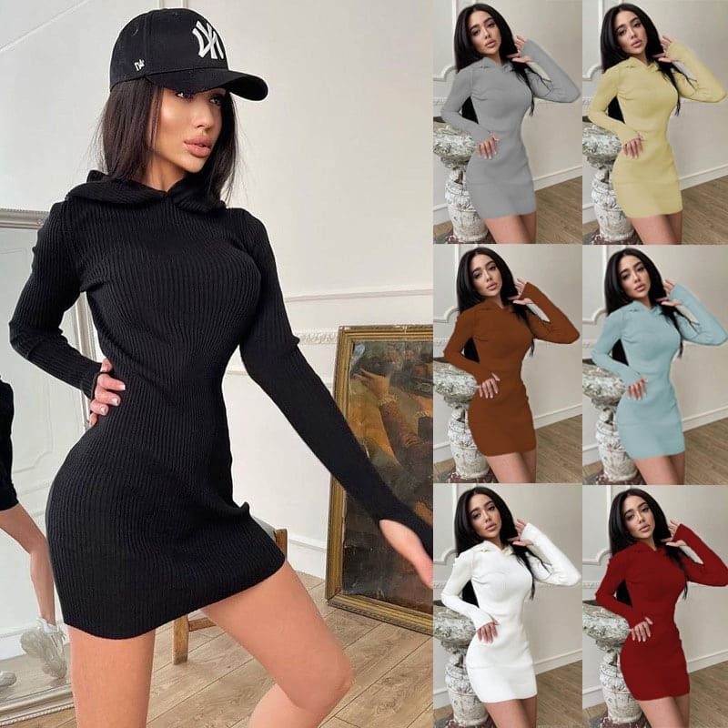 Women's Solid Color Sweater Dress