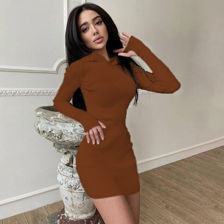 Women's Solid Color Sweater Dress