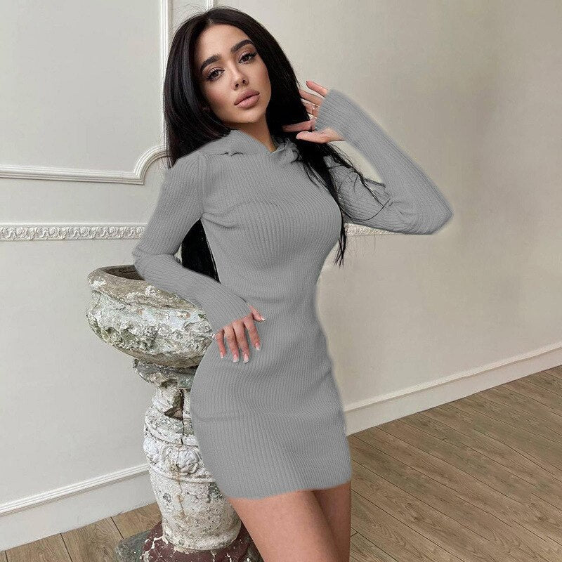 Women's Solid Color Sweater Dress