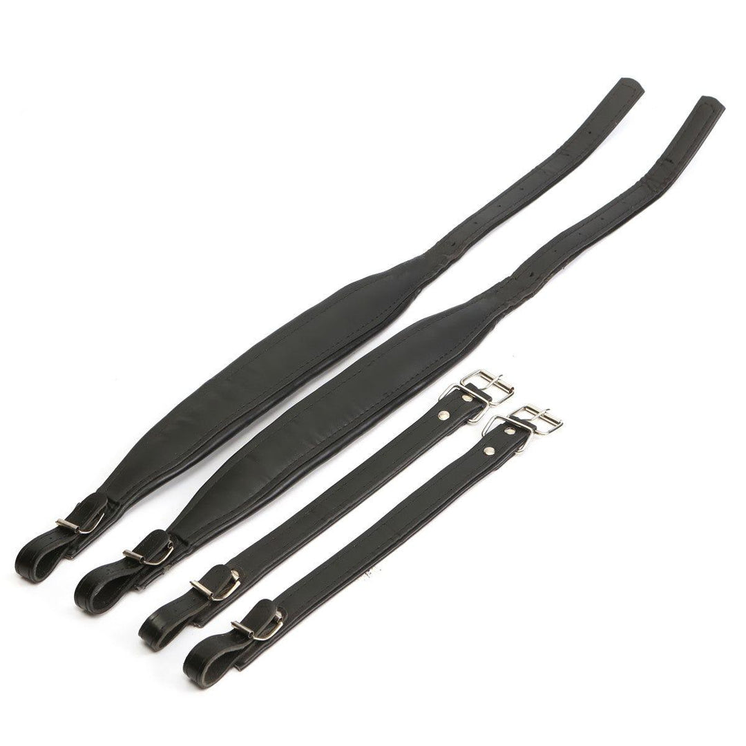 4pcs Black Thickness Guitar Accordion Strap PU Leather Shoulder Straps Belt Adjustable 2 Short 2 Long Musical Instrument Accessories - MRSLM