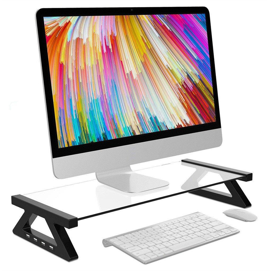 Aluminum Alloy Monitor Laptop Stand Desk Riser with 4 USB Ports for iMac MacBook Computer Laptop - MRSLM