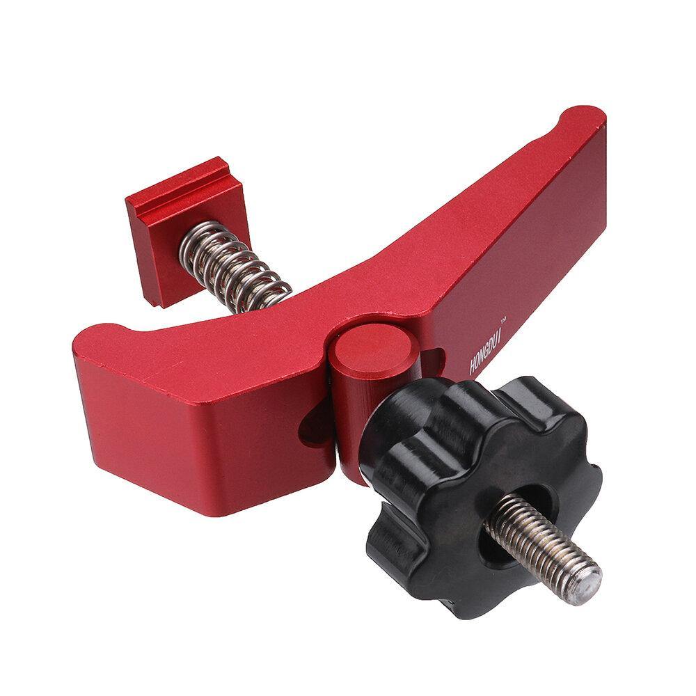 HONGDUI 2 Pcs Red Quick Acting Hold Down Clamp Aluminum Alloy T-Slot T-Track Clamp Set Woodworking Tool for Woodworking Table - MRSLM