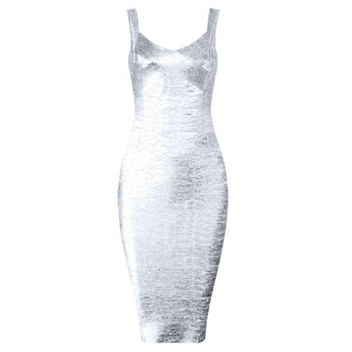 bodycon v-neck evening dress, view 9 - MRSLM