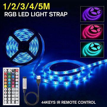 1M/2M/3M/4M/5M 5050 RGB LED Strip Light USB Power Color Changing Tape Cabinet Lamp+44Keys Remote Control - MRSLM