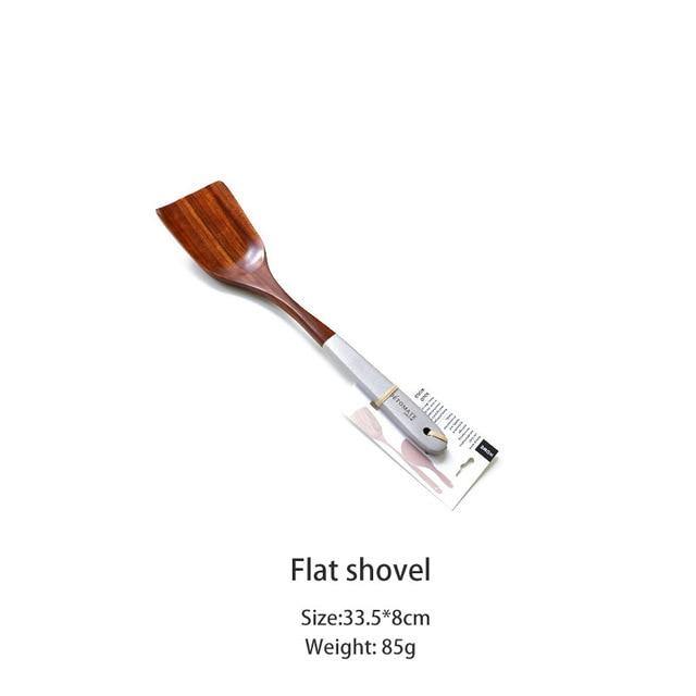 Wooden Kitchen Utensils Set Appliances Special Non-stick Set Pure Natural Teak Solid Wood Long Handle Shovel Tools - MRSLM