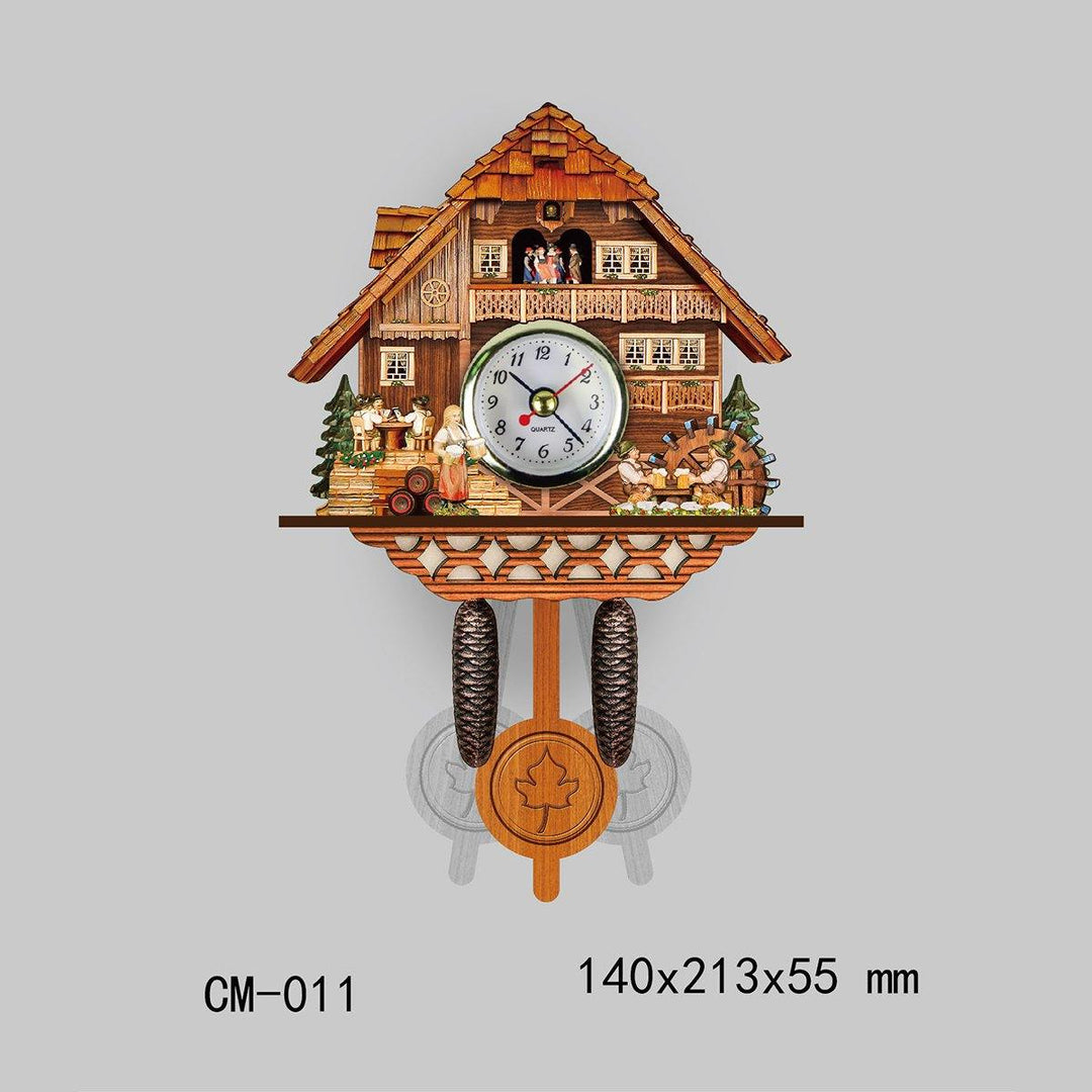 Cuckoo Wall Clock Bird Decorations Home Cafe Art Vintage Chic Swing - MRSLM