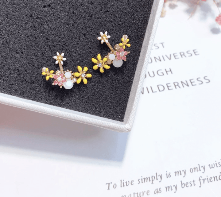 Glazed flower rhinestone earrings - MRSLM