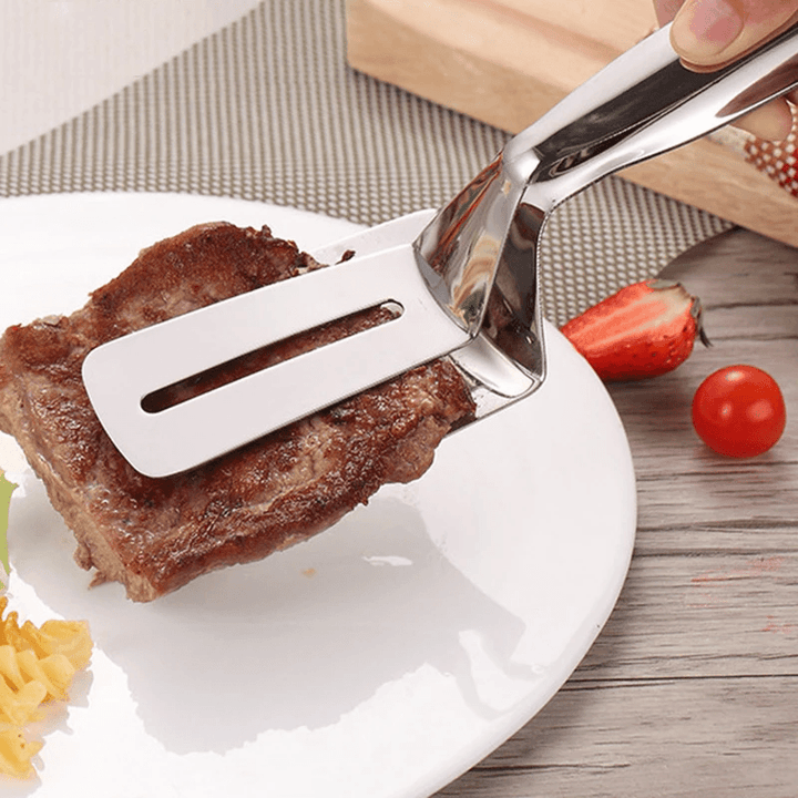 Stainless Steel Barbecue Tong Fried Steak Shovel Fried Fish Shovel BBQ Bread Clamp Kitchen Bread Meat Clamp - MRSLM