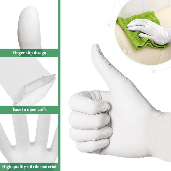 100PCS White Gloves Nitrile Dishwashing Kitchen Anti-epidemic Beauty Gloves Left And Right-hand - MRSLM